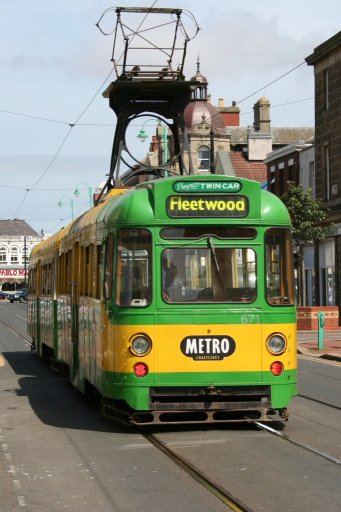 Blackpool Tramway tram 671 at Lord Street, Fleetwood