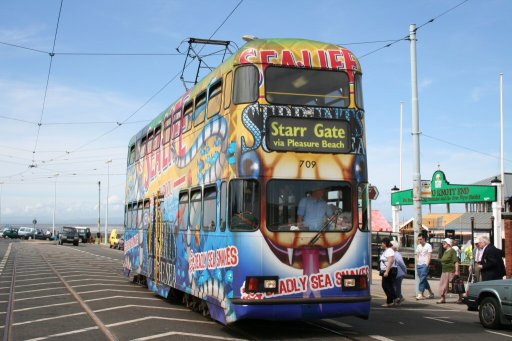 Blackpool Tramway tram 709 at Fleetwood Ferry stop