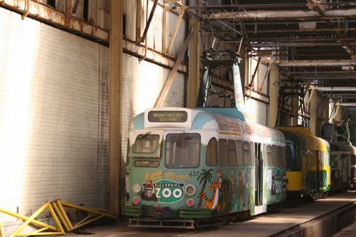 Blackpool Tramway tram 637 at Rigby Road depot