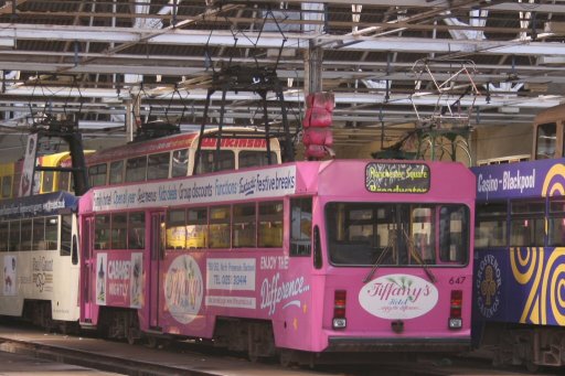 Blackpool Tramway tram 647 at Rigby Road depot