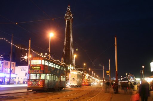 Blackpool Tramway tram illuminations at North Pier stop