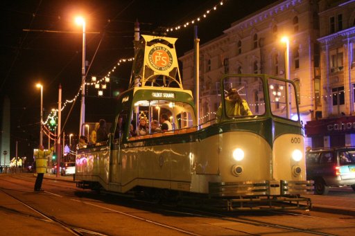 Blackpool Tramway tram 600 at North Pier stop