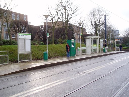 Croydon Tramlink tram stop at Lebanon Road