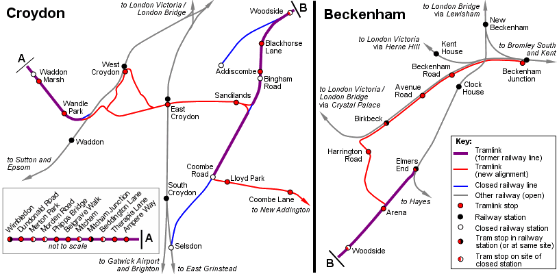 Tramlink and railways map
