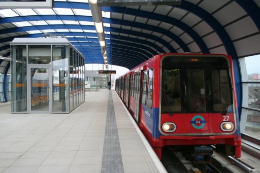 Docklands Light Railway unit 27 at London City Airport station