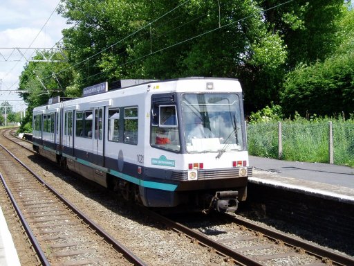 Metrolink tram 1021 at Stretford stop