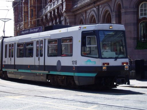 Metrolink tram 1018 at Oxford Street