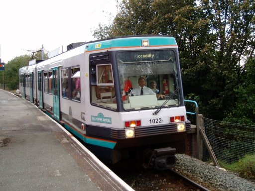 Metrolink tram 1022 at Besses O'th'Barn stop