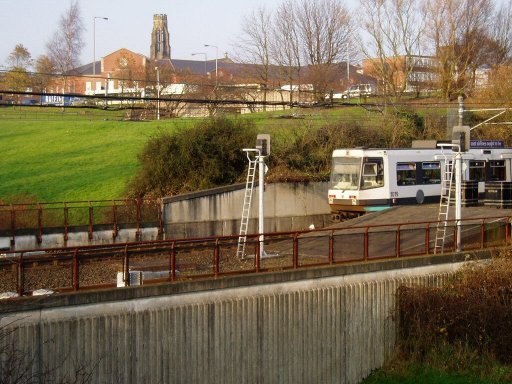 Metrolink tram 1019 at Bury stop