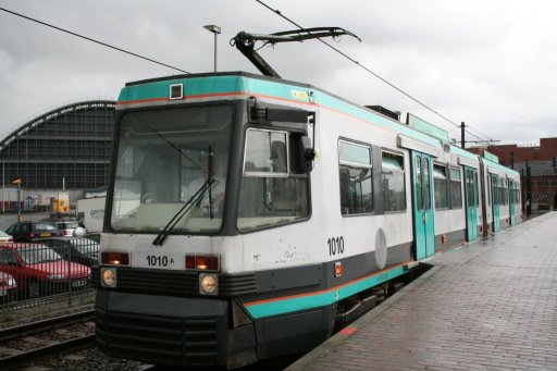 Metrolink tram 1010 at G-Mex stop