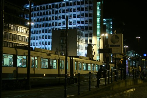 Metrolink tram night at St. Peter's Square stop