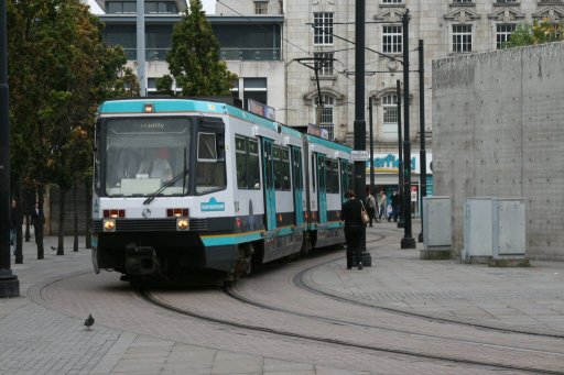 Metrolink tram 1014 at Piccadilly Gardens