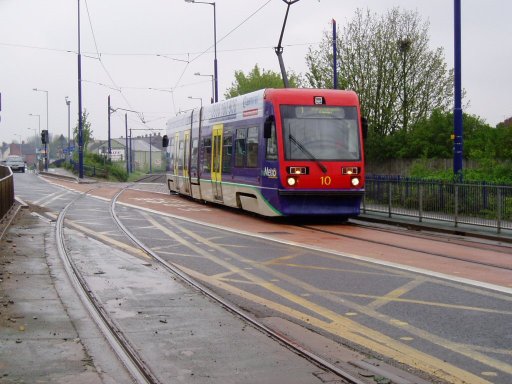 Midland Metro tram 10 at Bilston Road