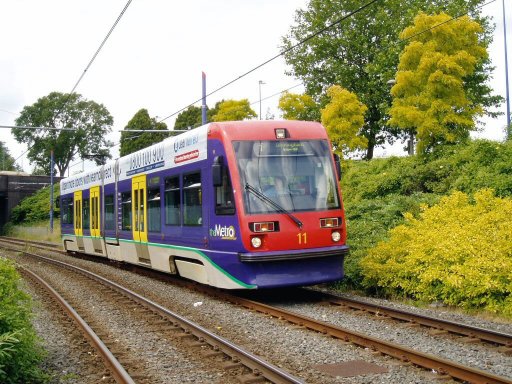 Midland Metro tram 11 at West Bromwich Central stop