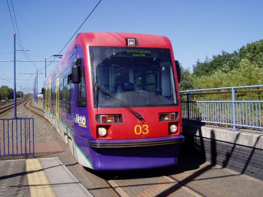 Midland Metro tram 03 at Winson Green, Outer Circle stop