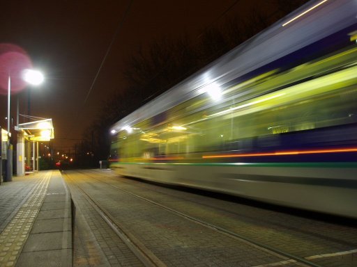Midland Metro tram night at Jewellery Quarter stop