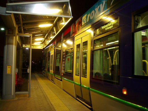 Midland Metro tram night at Jewellery Quarter stop