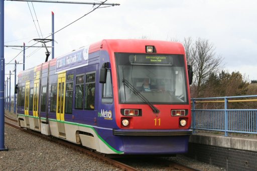 Midland Metro tram 11 at Winson Green, Outer Circle stop