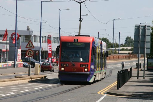 Midland Metro tram 15 at Bilston Road, Wolverhampton