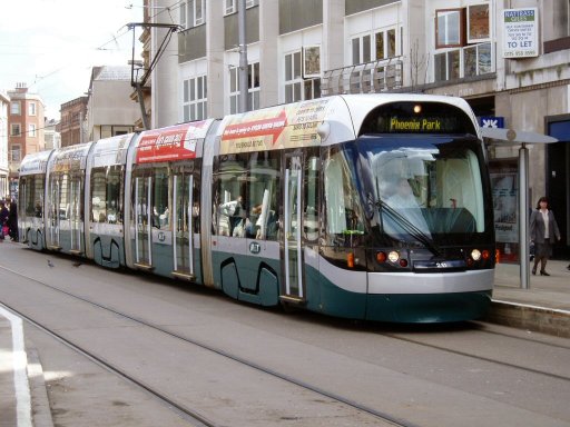 Nottingham Express Transit tram trams at Old Market Square stop