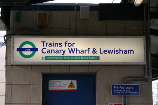 Docklands Light Railway sign at Stratford station