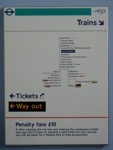 Docklands Light Railway sign at Island Gardens station