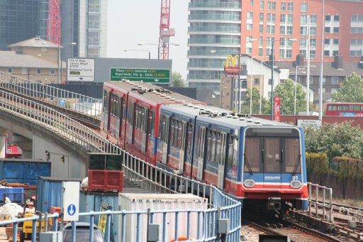 Docklands Light Railway unit 01 at Poplar