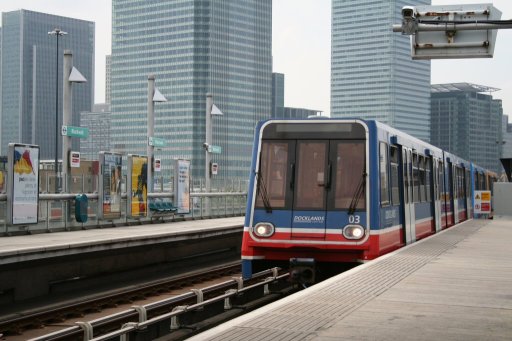 Docklands Light Railway unit 03 at Blackwall station