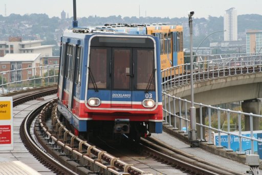 Docklands Light Railway unit 03 at Gallions Reach