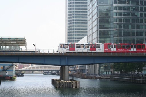 Docklands Light Railway unit 06 at West India Dock (Import)
