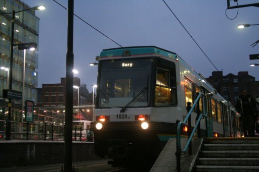 Metrolink tram 1025 at Shudehill stop
