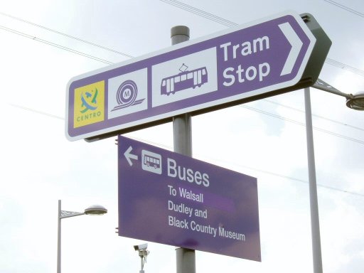 Midland Metro sign at Wednesbury Parkway stop