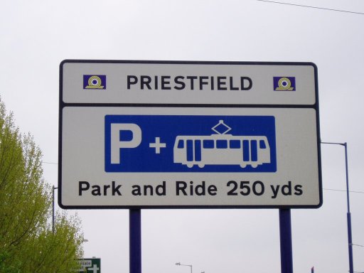 Midland Metro sign at Priestfield park and ride
