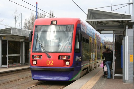Midland Metro tram 02 at Black Lake stop