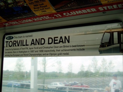 Nottingham Express Transit tram name at 