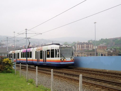 Sheffield Supertram tram 112 at near Hyde Park