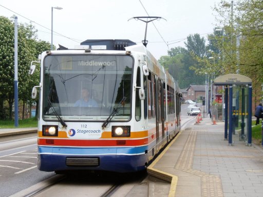 Sheffield Supertram tram 112 at Langsett/Primrose View stop