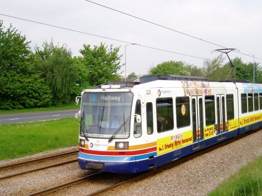 Sheffield Supertram tram 115 at Waterthorpe
