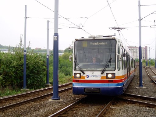 Sheffield Supertram tram 116 at Nunnery Square