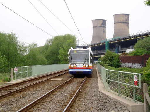 Sheffield Supertram tram 117 at Meadowhall South/Tinsley