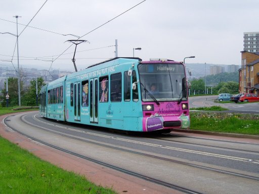 Sheffield Supertram tram 120 at Park Grange Road