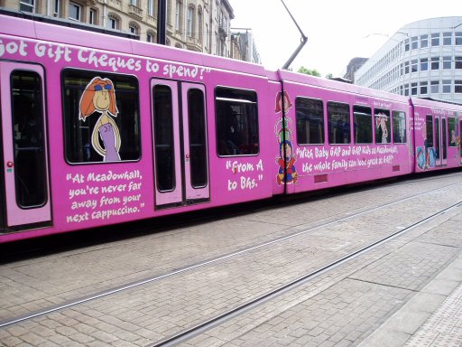 Sheffield Supertram tram 120 at city
