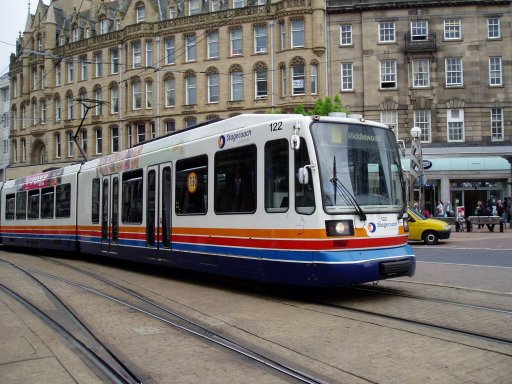 Sheffield Supertram tram 122 at Cathedral