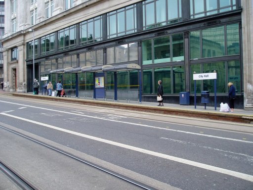 Sheffield Supertram tram stop at City Hall