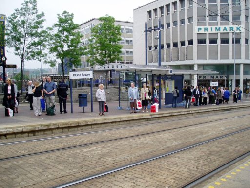 Sheffield Supertram tram stop at Castle Square