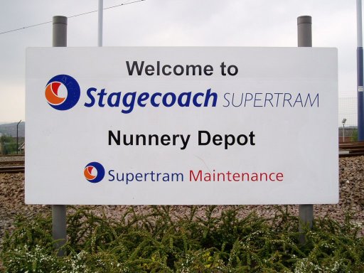 Sheffield Supertram sign at Nunnery depot