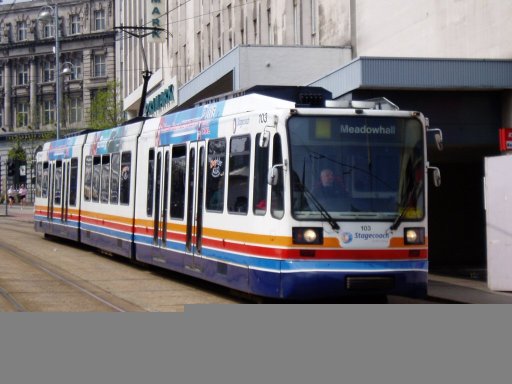 Sheffield Supertram tram 103 at High Street