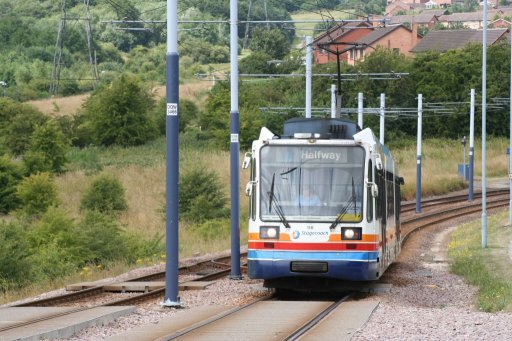 Sheffield Supertram tram 118 at Donetsk Way