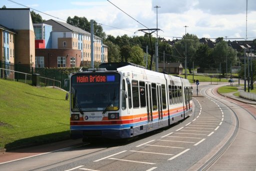 Sheffield Supertram tram 123 at Park Grange Road