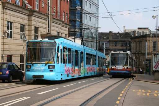 Sheffield Supertram tram 116 at near City Hall